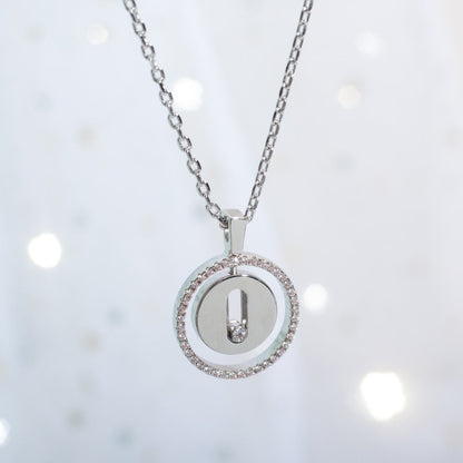 [✨Rose💎]LUCKY MOVE PM NECKLACE SILVER DIAMOND