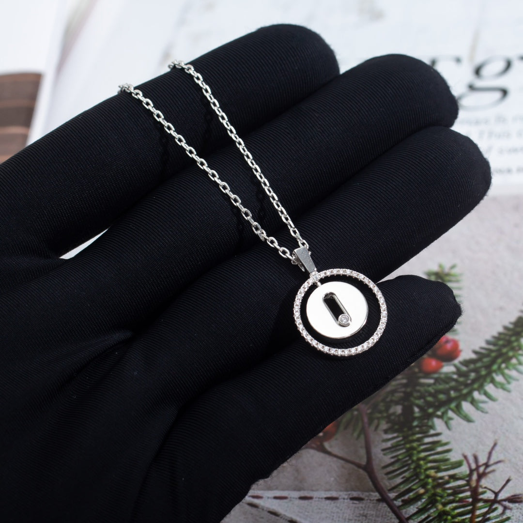 [✨Rose💎]LUCKY MOVE PM NECKLACE SILVER DIAMOND