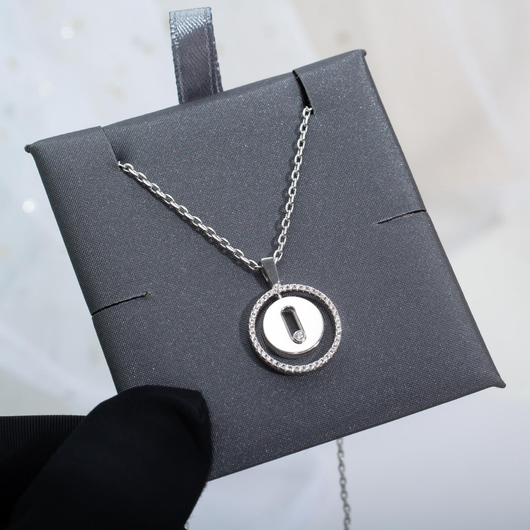 [✨Rose💎]LUCKY MOVE PM NECKLACE SILVER DIAMOND