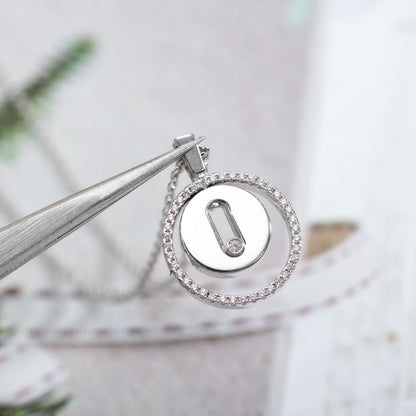[✨Rose💎]LUCKY MOVE PM NECKLACE SILVER DIAMOND