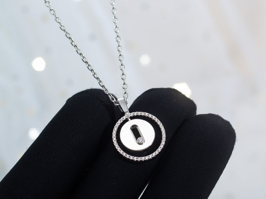 [✨Rose💎]LUCKY MOVE PM NECKLACE SILVER DIAMOND