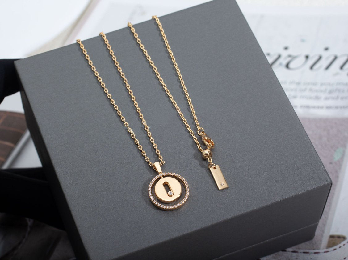 [✨Rose💎]LUCKY MOVE PM NECKLACE PINK GOLD DIAMOND
