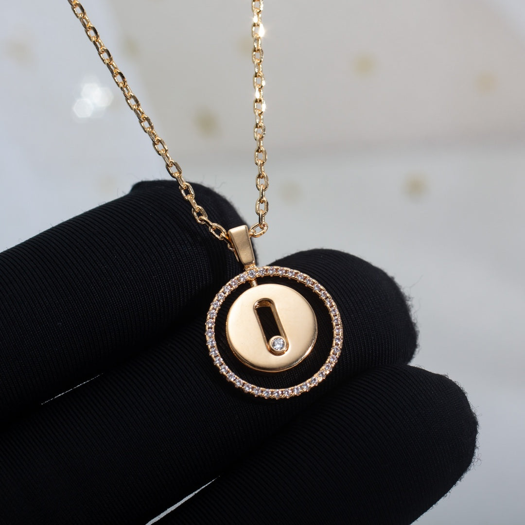 [✨Rose💎]LUCKY MOVE PM NECKLACE PINK GOLD DIAMOND