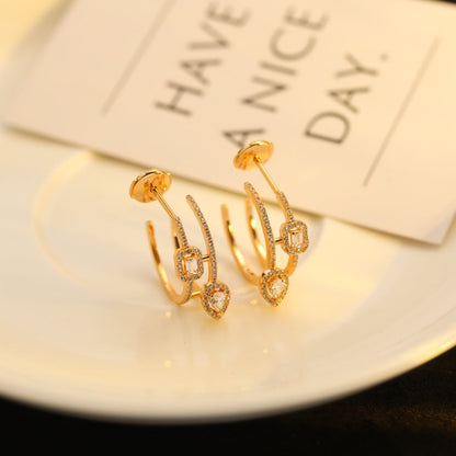 [✨Rose💎]CREOLES MY TWIN 2 RANGS SILVER DIAMOND EARRINGS