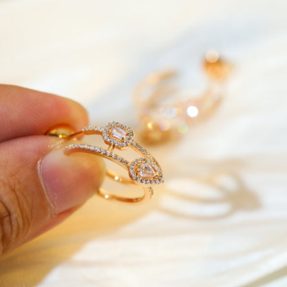 [✨Rose💎]CREOLES MY TWIN 2 RANGS SILVER DIAMOND EARRINGS