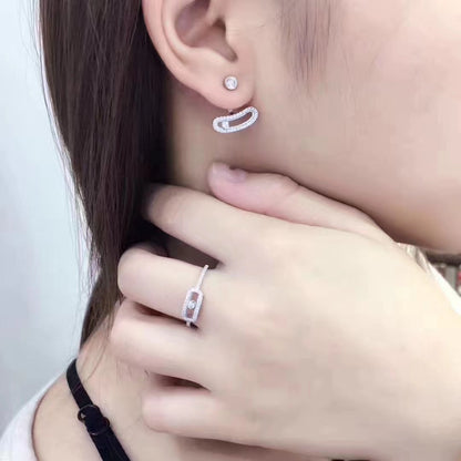 [✨Rose💎]MOVE UNO SILVER DIAMOND EARRINGS