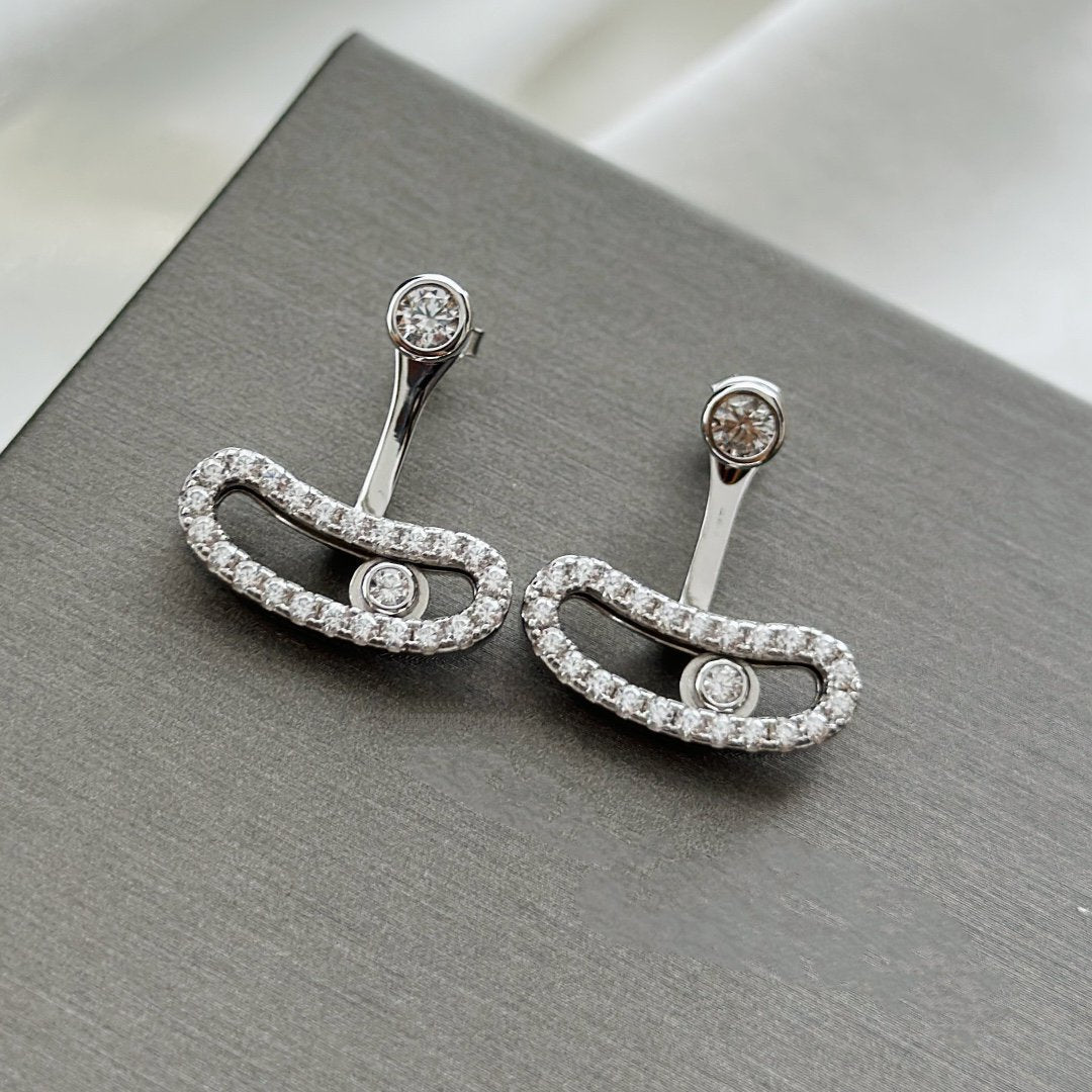 [✨Rose💎]MOVE UNO SILVER DIAMOND EARRINGS