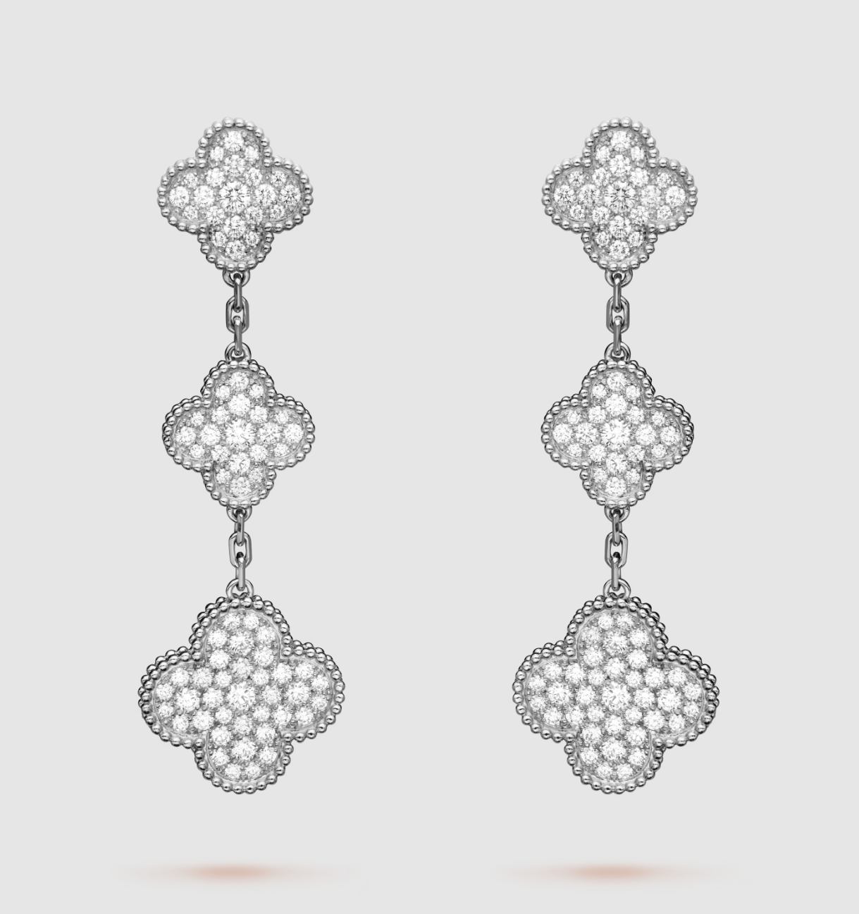 [💎ROSE💎]CLOVER 3 MOTIF DIAMOND SILVER DROP EARRINGS