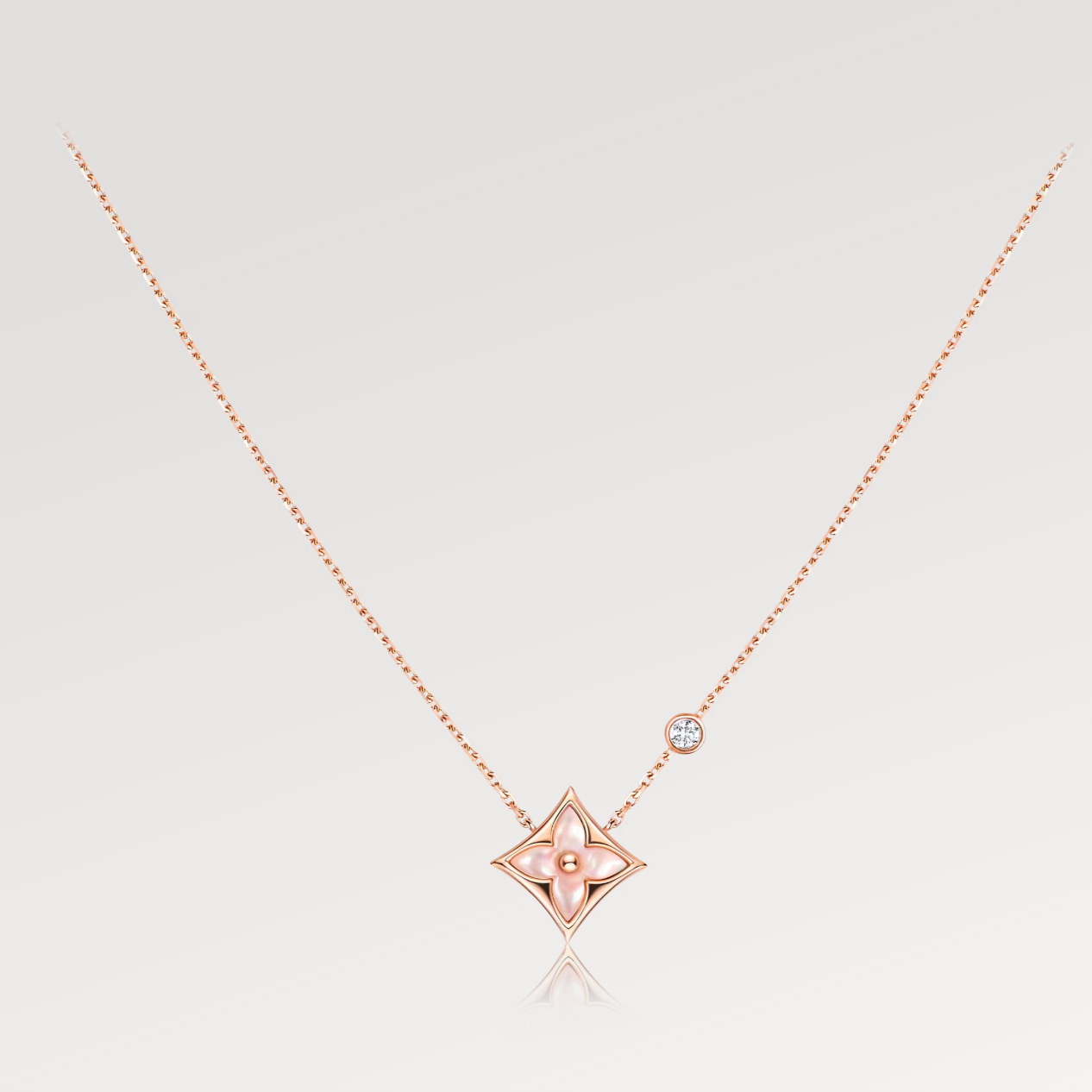 [Rose Tomorrow]STAR PINK MOP 1 DIAMOND PINK GOLD NECKLACE