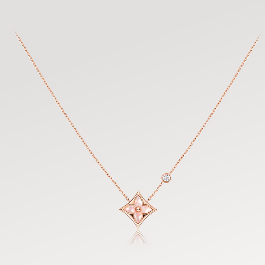 [Rose Tomorrow]STAR PINK MOP 1 DIAMOND PINK GOLD NECKLACE