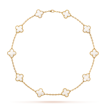 [Rose Tomorrow]CLOVER 10 MOTIFS WHITE MOTHER OF PEARL NECKLACE