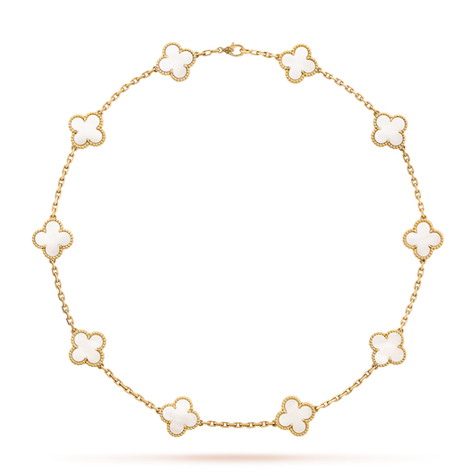 [Rose Tomorrow]CLOVER 10 MOTIFS WHITE MOTHER OF PEARL NECKLACE