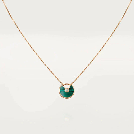 [Rose Jewelry]AMULETTE ROSE GOLD MALACHITE NECKLACE