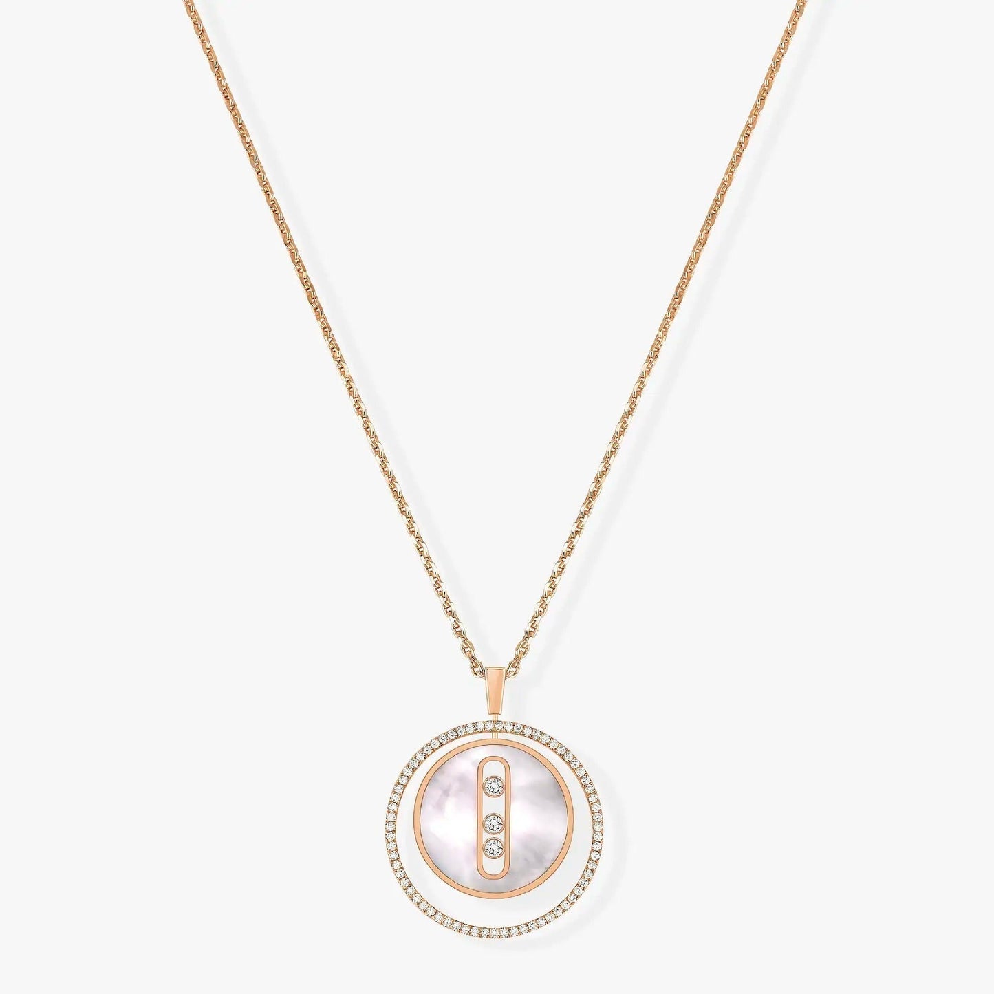 [✨Rose💎]LUCKY MOVE MM NACRE BLANCHE DIAMOND NECKLACE