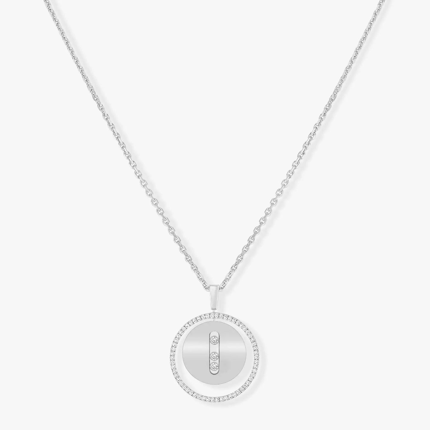 [✨Rose💎]LUCKY MOVE MM SILVER DIAMOND NECKLACE