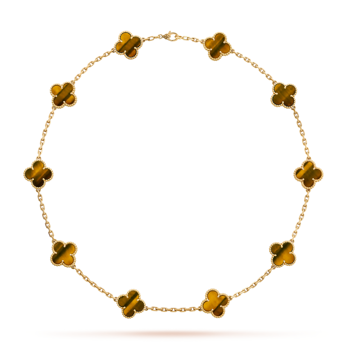 [Rose Tomorrow]CLOVER 10 MOTIFS TIGER EYE NECKLACE