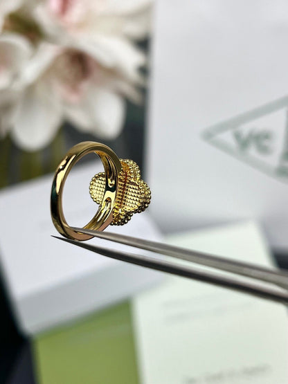 [💎ROSE💎]CLOVER TIGER'S EYE RING GOLD DIAMOND