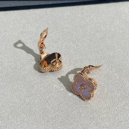 [Rose Tomorrow]CLOVER MEDIUM 1 DIAMOND PINK EARRINGS