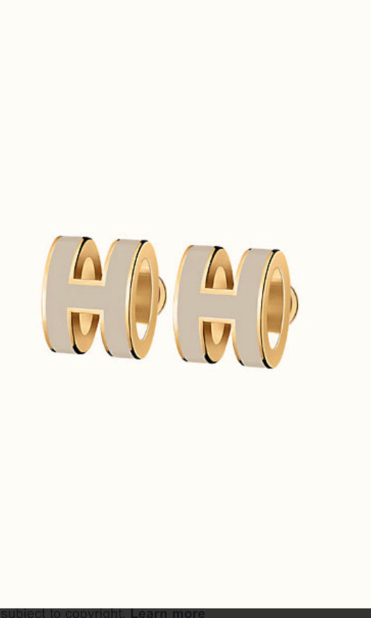 [Rose Tomorrow]MINI POP H GOLD EARRINGS GREY