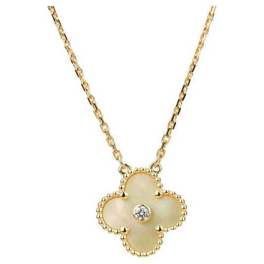 [💎ROSE💎]CLOVER 15MM DIAMOND GOLD MOTHER OF PEARL NECKLACE