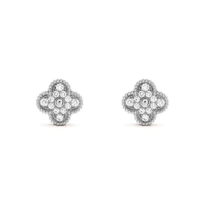 [Rose Tomorrow]CLOVER 1 MOTIFS DIAMOND STUD EARRINGS SILVER
