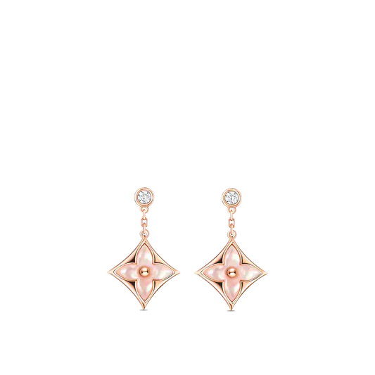 [Rose Tomorrow]DOUBLE STAR PINK GOLD MOP DROP EARRINGS