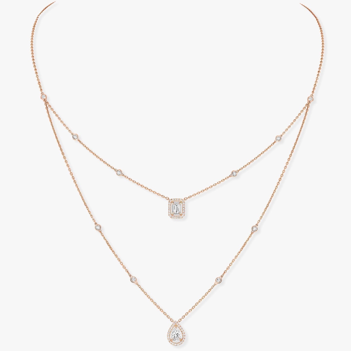 [✨Rose💎]MY TWIN 2 ROW DIAMOND NECKLACE