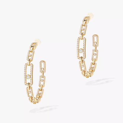 [[✨Rose💎]Move Link Diamond Hoop Earrings