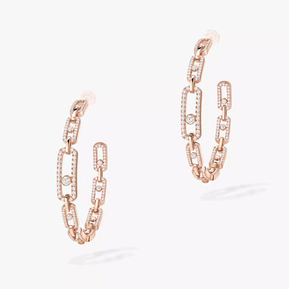 [[✨Rose💎]Move Link Diamond Hoop Earrings