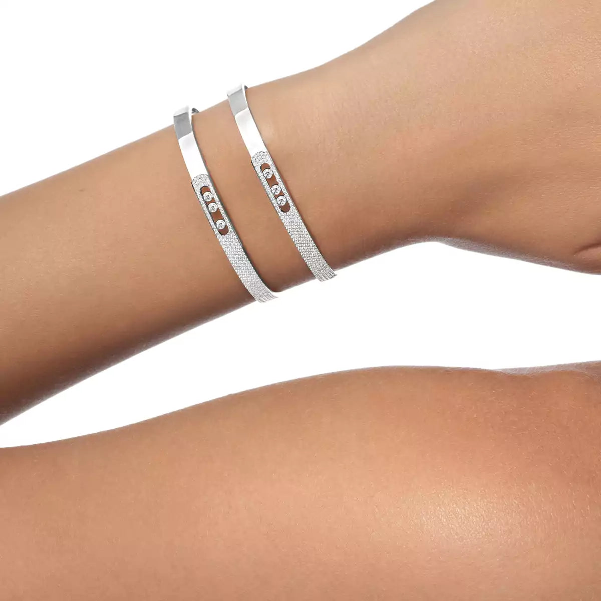 [✨Rose💎]Move Noa Rose Gold Pave Diamond Bangle Bracelet