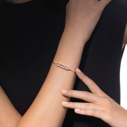 [✨Rose💎]Move Pave Diamond Bangle Bracelet M