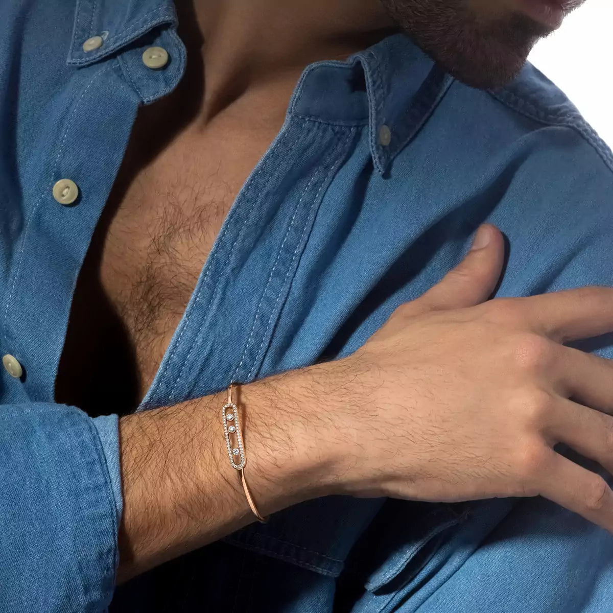 [✨Rose💎]Move Pave Diamond Bangle Bracelet M