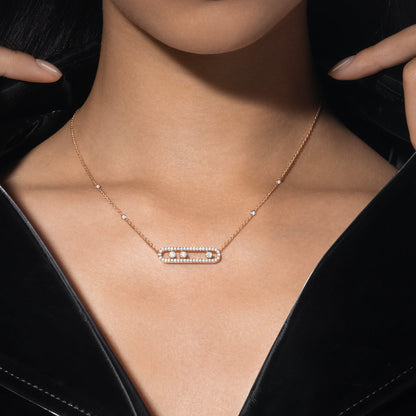 [✨Rose💎] Move Pave_ Rose Gold Diamond Necklace
