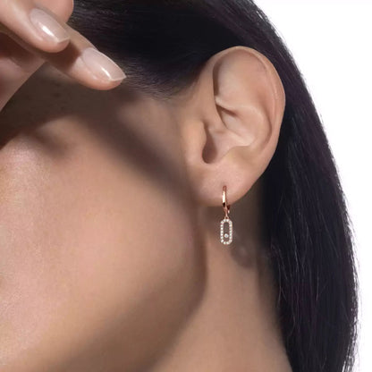 [✨Rose💎]Move Uno Single Diamond Hoop Earring