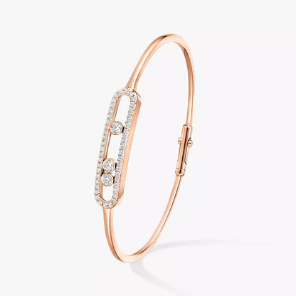 [✨Rose💎]Move Pave Diamond Bangle Bracelet M