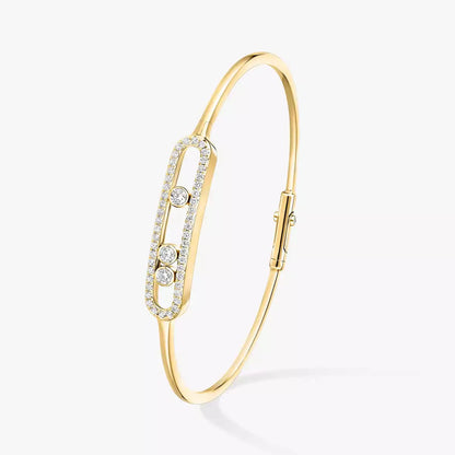 [✨Rose💎]Move Pave Diamond Bangle Bracelet M