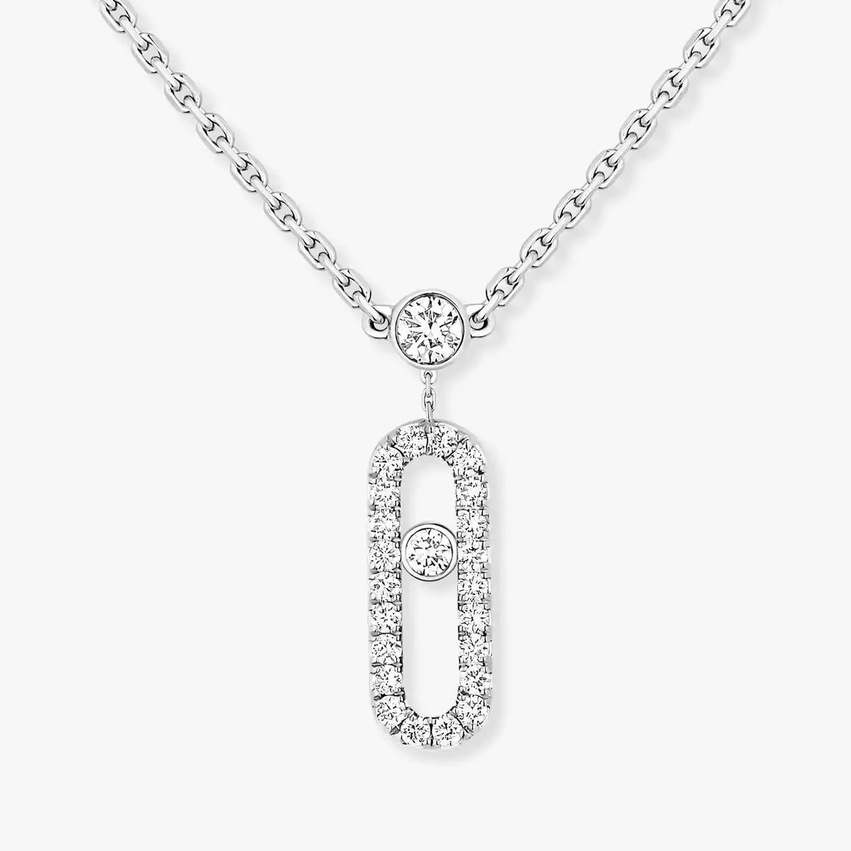 [✨Rose💎]2 Rows Rose Gold Diamond Pave_ Necklace Move Uno
