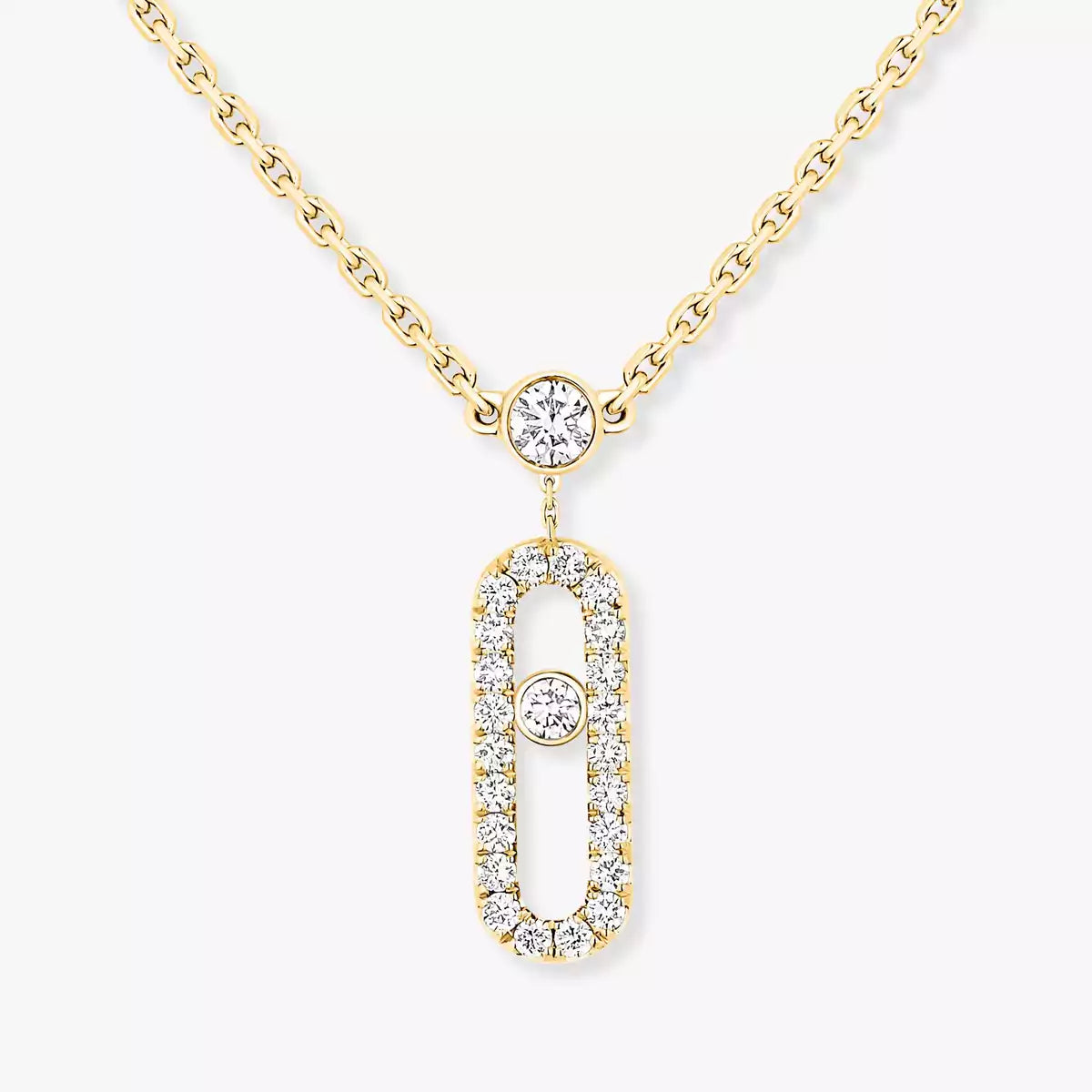 [✨Rose💎]2 Rows Rose Gold Diamond Pave_ Necklace Move Uno