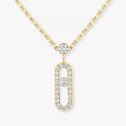 [✨Rose💎]2 Rows Rose Gold Diamond Pave_ Necklace Move Uno
