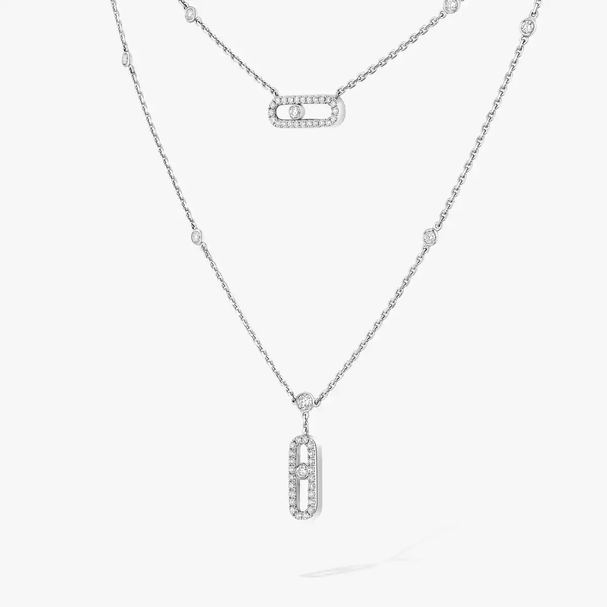 [✨Rose💎]2 Rows Rose Gold Diamond Pave_ Necklace Move Uno