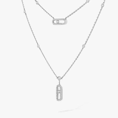 [✨Rose💎]2 Rows Rose Gold Diamond Pave_ Necklace Move Uno