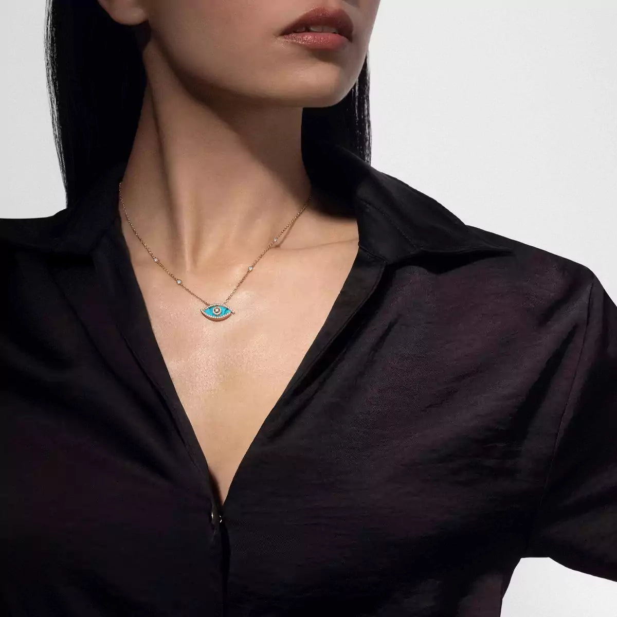 [✨Rose💎]Lucky Eye Diamond Necklace in Rose Gold and Turquoise