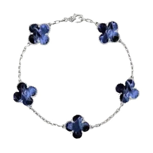 [Rose Jewelrys]CLOVER 5 MOTIF PIETERSITE SILVER BRACELET