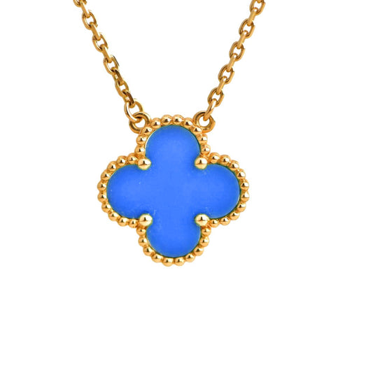 [💎ROSE💎]CLOVER 15MM BLUE AGATE NECKLACE