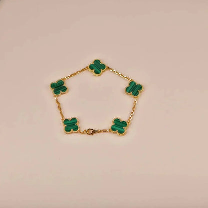 [💎ROSE💎]CLOVER 5 MOTIFS MALACHITE BRACELET
