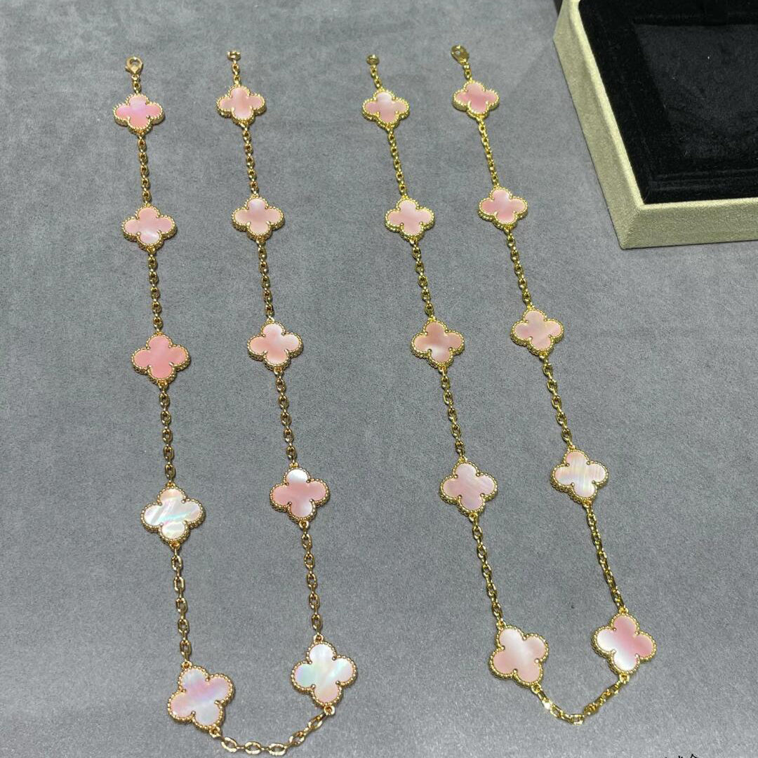 [Rose Tomorrow]CLOVER 10 MOTIFS PINK MOP NECKLACE