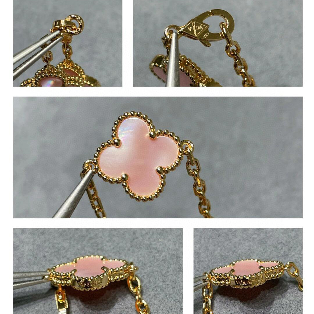 [Rose Tomorrow]CLOVER 10 MOTIFS PINK MOP NECKLACE