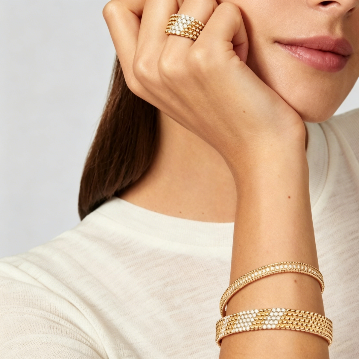 [✨Rose💎]  FIVE-ROW DIAMOND BRACELET
