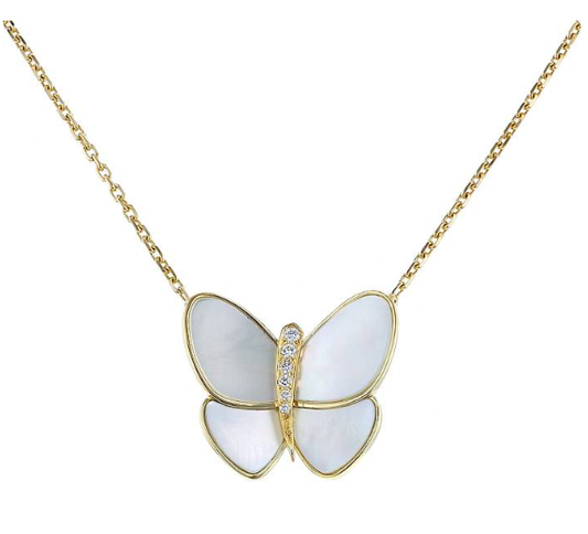 [💎ROSE💎]BUTTERFLY GOLD MOP DIAMOND NECKLACE