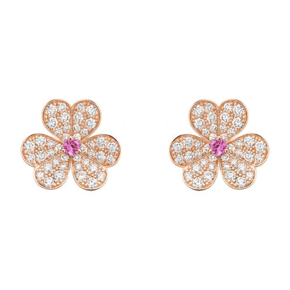 [💎ROSE💎]FRIVOLE PINK GOLD FLOWER DIAMOND EARRINGS